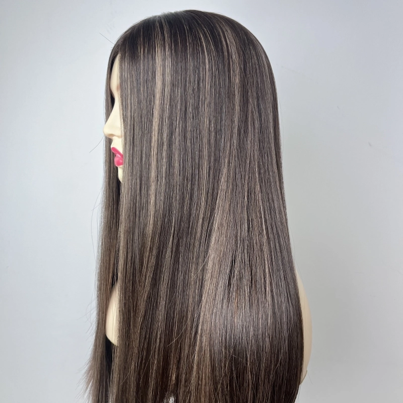 #1B8C color silk top wig european brazilian human hair kosher for women YR0064